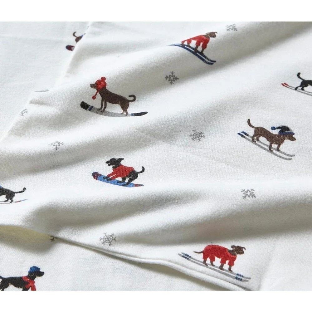 Eddie Bauer Ski Patrol 4-Piece Red and Blue Graphic Flannel Queen Sheet Set